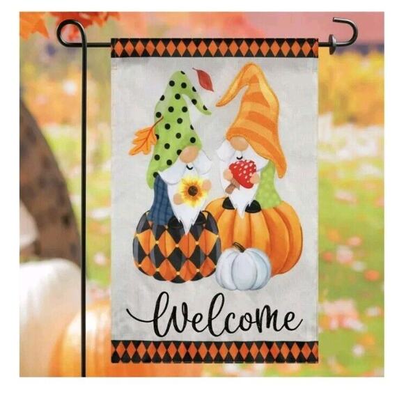 4/$20 Meadow Creek Embroidered Yard Flag Welcome Gnome Embroidery 12x18" New - Picture 2 of 9